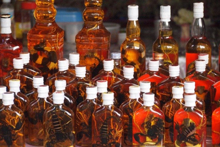 Special local spirits with an added surprise... Don Sao, Laos