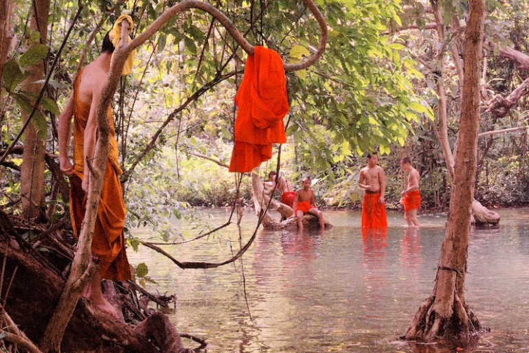 Monks bathing