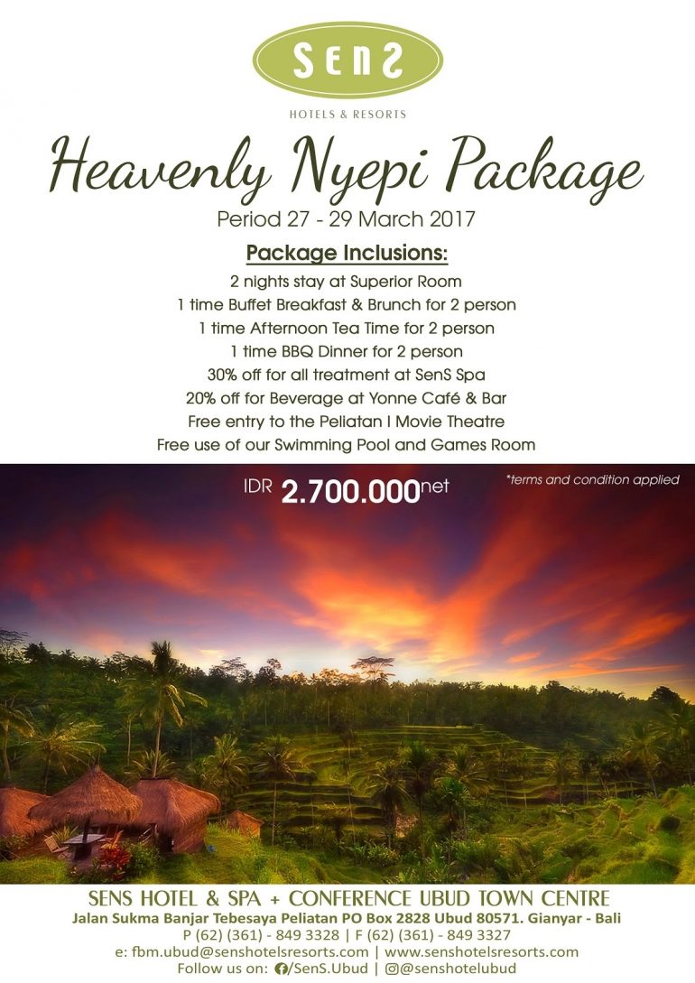 Nyepi package at Sens Hotels & Resorts Ubud