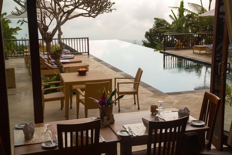 Pool at breakfast time