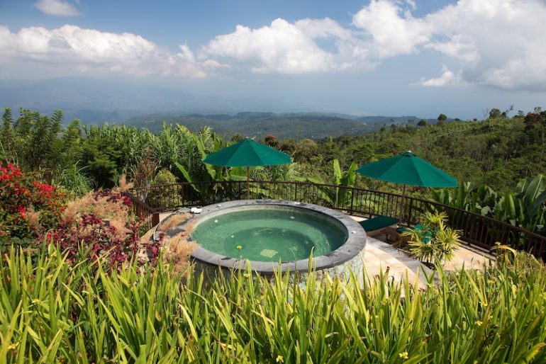 View over Bali hills and jacuzzi