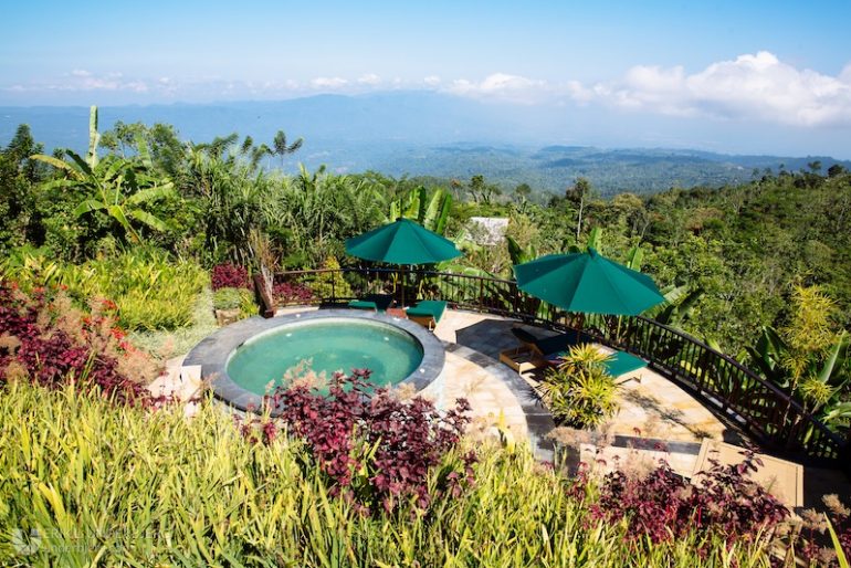 View over Bali mountains and jacuzzi