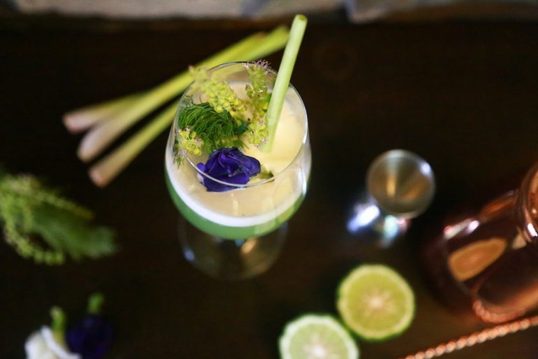 The Botanical cocktail at the Froggy Sea Breeze Beach bar