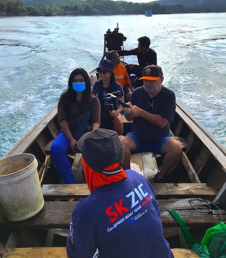 Our team on the long tail boat