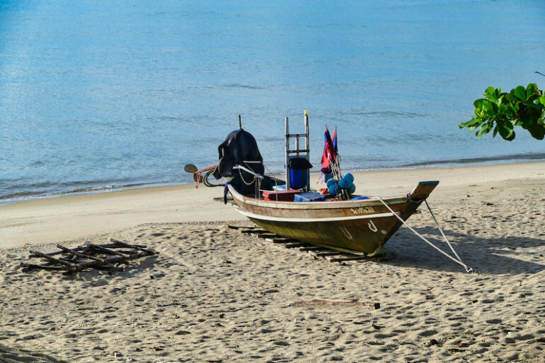 Longtail boat at Khanom Beach
